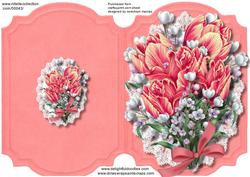 Print, Cut and Fold , Beautiful Salmon Pink Tulips