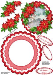 Lovely Christmas Rocker with Scene and Poinsettias