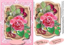 Beautiful Deep Pink Rose on a Gold Plaque 