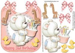 Happy 2nd Birthday Girl Bear