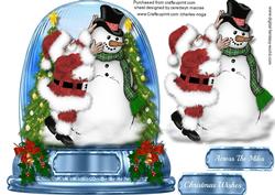 Lovely Snow Glob, Santa Dressing the Snowman
