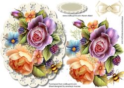 Beautiful English Roses on a Scalloped Frame