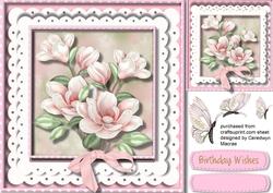 Beautiful Pink Magnolias on Double Lace 