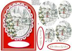 Lovely Shaped Card in Pyramid with Christmas Scene , 2