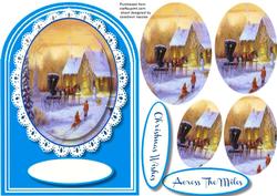 Lovely Shaped Card in Pyramid with Christmas Scene , 3