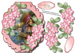 Beautiful Plaque with Water Scene and Flowers 