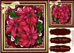 Stunning Poinsettias in a Gold Frame 