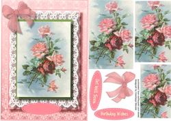 Lovely Pyramid Pink Roses on Butterfly Lace