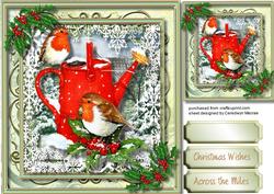 Beautiful Robins on a Watering Can 