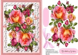 Beautiful Roseglow Roses on Stunning Lace