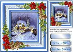 Beautiful Christmas Scene with Pine Cones and Poinsettias