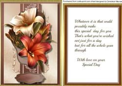 Beautiful Golden Lillies Topper. with Verse