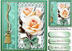 Beautiful Cream Roses on Butterfly Lace