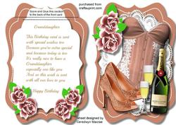 Tent Card , Granddaughter Birthday with Verse 