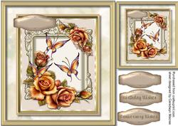 Beautiful Golden Roses and Butterflys