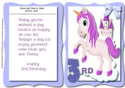Tent Card 3rd Birthday, Lilac Unicorn