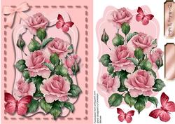 Lovely Pink Roses Ina Saddlestitched Frame 
