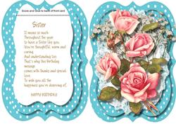 Tent Card , with Verse , Sister