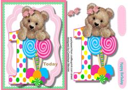 Little Fuzzy Bear Girls 1st Birthday 