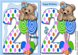 Fuzzy Bears 2nd Birthday Wish Boy