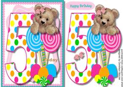 Fuzzy Bears 5th Birthday Wish Girl