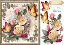 Beautiful Roses and Golden Butterfly's