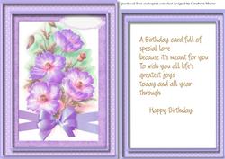 Topper with Verse , Lilac Poppies
