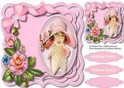 Beautiful Bracket with a Pink Hat Lady, 2