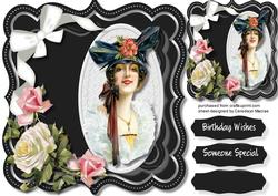 Beautiful Bracket with Black Hat Lady , 3