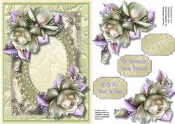 Lovely Beige Flowers and Pearl Frame 