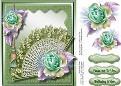 Beautiful Green Fans and Frosted Roses 