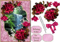 Beautiful Red Roses and Waterfall