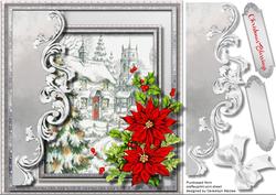 Lovely Silver Card with Red Poinsettias
