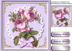 Lovey Lilac Roses on Lace 1