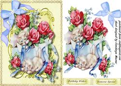 Kitties Playing in a Box of Roses 