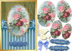 Beautiful Pink Roses in Art Deco Frame , Pyramid