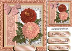 Beautiful Chrysanthemum's on Lace