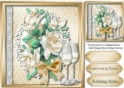 Beautiful Cream Roses on Lace 