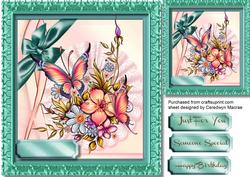 Beautiful Flowers on a Frilled Lace Mat , Green