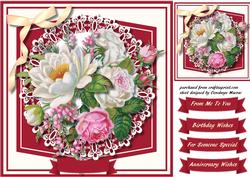 Beautiful Roses on a Cut Out Lace Mat