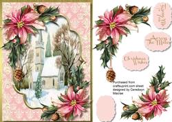 Beautiful Christmas Church with Pink Poinsettias