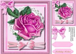 Beautiful Cerises Rose on Lace with Ribbon Bow