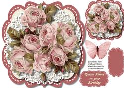 Beautiful Dusky Pink Roses on Cut Out Lace