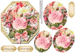 Lovely Octagonal with Pink Roses , Pyramid