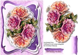 Lovely Liac Roses on Oval Lace