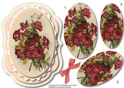 Lovely Roses on a Stitched Oval Frame 