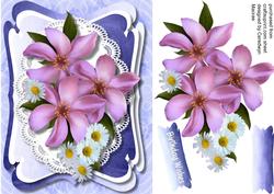Lovely Clematus and Daisy'e on Oval Lace 