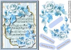 Beautiful Blue Roses on Sheet Music
