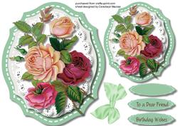 Lovely Mixed Roses on Scalloped Lace