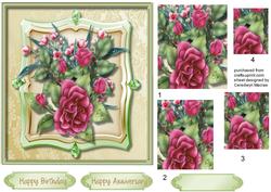 Lovely Red Roses in a Green Frame ,pyramid